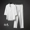Nuevo Traje de Seda de Hielo de Tres Cuartos Tendencia para Hombre Lujoso Accesible Conjunto de Dos Piezas de Manga Media Holgada Talla Grande para Hombre Verano 00