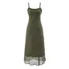 Vestido Largo de Verano Nuevo Estilo Europeo y Americano Retro con Estampado de Lunares y Tirantes Fruncidos, Ceñido a la Cintura, Corte Ajustado para Vacaciones