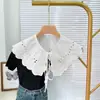 Encaje Bordado de Cereza en Organza con Cordones y Lazo en el Cuello Falso Collar Decorativo Ropa para Mujer Adulta Versátil Explosiones Transfronterizas