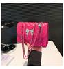 Bolso de mujer con lazo y hilo bordado, estilo 2024, con cadena de celosía de diamantes, sencillo y moderno, para ir al trabajo, bandolera cuadrada pequeña.