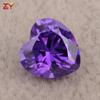 Zircônio roxo sintético em forma de coração Wuzhou gemstone artificial semi-acabado anel de jóias incrustadas de pedras preciosas cz broca de pedra nua atacado