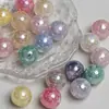 Cuentas Redondas de Queso Dingyi de 16 mm Luna Fría Resina Óptica Galvanizada Cuentas Sueltas con Agujero para Cadena de Teléfono Móvil DIY Accesorios para Abalorios