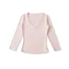 Ap25509-25 Nuevo Estilo de Verano Estilo Europeo y Americano Color Puro Básico Manga Tres Cuartos Cuello en V Camiseta Interior Camiseta
