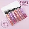 Conjunto de Pincéis de Maquiagem de Alumínio Longo com 8 Peças, Ferramentas de Beleza Multicor com Cerdas Macias para Pó Solto, Blush, Contorno e Maquiagem dos Olhos