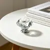 Manija de un Agujero Manija de Cristal Blanco Transparente Manija de Puerta de Cajón de Gabinete Manija de Mueble
