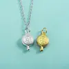 Acessório de prata pura S990, pingente redondo oco leve com o caractere "Fu", amuleto de saúde e felicidade, pingente DIY para pulseira ou pulseira de pulso