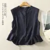Blusa Regata Casual Chic Estilosa Jovem com Barra de Babados para Primavera e Verão do Sudeste Asiático