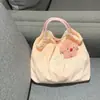Nova bolsa de ombro fofa com estampa de coelho para estudantes, bolsa de lona estilo coreano, bolsa de mão de grande capacidade, bolsa para o dia a dia