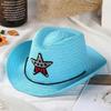Verão Estilo Coreano Menina Menino Cowboy Ocidental Chapéu de Guarda-sol Infantil Chapéu de Palha Bebê Chapéu Estrela de Cinco Pontas Chapéu de Palha Infantil Cinco Estrelas