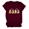T-shirt feminina europeia fofa e divertida da Amazon, com quatro fantasmas, morcegos, estrelas, livro, gola redonda e manga curta
