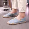 Novo Estilo Venda Direta da Fábrica Moda Casual Alpargatas Masculinas e Femininas, Sapatos Tecidos de Palha, Slip-On de Lona Respirável Sapatos Preguiçosos
