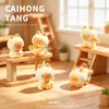 Muñeca de gato siamés naranja pequeña, linda y tonta, como mochi, decoraciones DIY, accesorios de bolsa sorpresa, para coche, pequeños adornos de escritorio