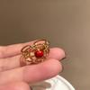 Anel Aberto de Renda Vermelha Feminino Luxo Leve Anel de Dedo Sofisticado Moda Retrô Personalizado Novo Anel de Dedo Explosivo