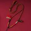 Cordón de collar de cuerda de algodón tejido a mano estilo Tíbet, cordón para colgar colgante del dios de la riqueza de cinco vías, accesorio de amuleto budista thangka con borlas