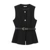 AliExpress comercio exterior transfronterizo al por mayor ropa de mujer europea y americana 2025 verano nuevo ambiente cuello redondo ajustado chaleco sin mangas