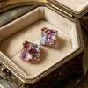 Aretes de botón cuadrados de perla y cristal con diamantes, elegantes y únicos, modernos y versátiles, aretes de cubo de azúcar transparentes como el hielo
