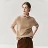 Suéter de Cashmere Feminino Novo para Outono e Inverno, Gola Meia-Alta, Manga Curta, Malha Fina, Camisa Base de Manga Média