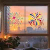 Año Nuevo Dibujo Lineal Fuegos Artificiales Tienda Pegatinas Electrostáticas para Puertas de Vidrio Decoración de Escena para Ventana de Centro Comercial Pegatinas Coloridas para Ventana 2027