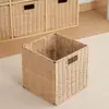 Cesta de Almacenamiento Plegable Simple de Cuerda de Papel para Uso Doméstico, Cesto para Ropa Sucia, Cesta de Almacenamiento, Cesta Organizadora Cuadrada Tejida para Muñecas