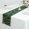 Ds Runner de Mesa Redondo Personalizado para Amazon Decoración de Boda de Hotel Tela Oxford Rayada Irregular Runner de Mesa Estampado en Dorado