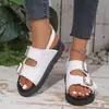 Sandalias de Lona Casual de Tacón Medio para Playa de Moda Veraniega para Mujer Comercio Exterior 2026 Nuevo Estilo Sandalias Romanas para Mujer