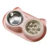 Comedero para mascotas, comedero lento anti-asfixia para perros, cuenco de agua y comida para gatos, doble cuenco, diseño anti-hormigas, antideslizante y antivuelco