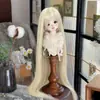 Peluca para muñeca BJD multicolor opcional, 60 cm de largo, cabello liso, estilo extendido en blanco, cabello que se puede peinar a mano