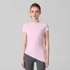 Ropa de Yoga Estilo Nuevo 2026 para Mujer, Temporada de Primavera, Diseño Fruncido de Sensación Desnuda, Top Deportivo de Manga Corta Adelgazante, Camiseta Básica que Ceñe la Cintura