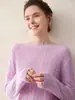 26 Outono Inverno Novo Suéter de Caxemira Pura Tricô de Trança Feminino Gola Redonda Estilo Suave Padrão Aran Tricô Camada de Base Top