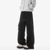 Pantalones de Chándal Grises de Peso Pesado Estilo Americano con Pliegues para Hombres y Mujeres, Diseño de Otoño, Pantalones Cargo Rectos Holgados, Pantalones Deportivos Casuales
