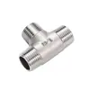 Conector de Acero Inoxidable Rosca Interior y Exterior Dientes Interiores y Exteriores Articulación Flexible Codo Rosca Doble Macho Pezón de Reparación Directa Accesorios para Tubería de Agua de 4 puntos