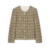 Outono Inverno Retro Cor Mista Design Colorido Senso de Estilo Pequeno Estilo Chanel Moda Top Simples Exquisito Jaqueta Social 25195