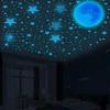 Luna luminosa azul estrellas luminosas punto 435 piezas pegatinas fluorescentes decoración habitación infantil pegatinas de dibujos animados autoadhesivas