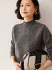 Suéter base liso de cashmere, gola alta, soltinho e afina a silhueta, espessado para outono e inverno, tricô feminino de manga longa com ombro normal
