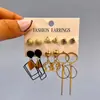 Moda Caliente Pendientes de Viajero Europeos y Americanos Geométricos Personalidad de Mujer Pendientes Estilo ins Set Joyería Joker Venta al por Mayor