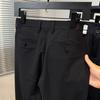 Calça Social Casual Masculina de Seda Gelada Elástica 2025 Nova para Homens de Meia-Idade Business Reta Slim Fit Afunilada Verão Fina