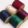 Cinta de Terciopelo Dorado de 10 cm Cinta para Envolver Regalos de Navidad con Borde de Alambre Manualidad Navideña Lazo Decorativo