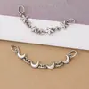 Corrente de Extensão Estrela e Lua em Prata S925, Corrente Longa, Corrente de Conexão, Pingente de Duplo Anel, Acessórios para DIY de Pulseiras de Joias