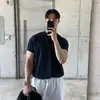 Asclo&Qiao Nova Camiseta de Verão Estilo Coreano Masculina Manga Curta Casual Solta High Street Respirável Gola Redonda Camiseta Básica