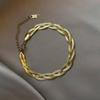 Collar de Trenza Trenzada de Tres Hilos Joyería al Por Mayor Cadena de Acero al Titanio Ajustable Cadena para Clavícula Collar de Hoja para Mujer que No se Desvanece