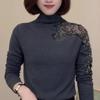 Uma geração de cabelo uma camiseta de veludo quente de manga comprida feminina inverno vazada hot drilling temperamento estrangeiro slim camisa básica top