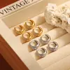 Pendientes de Moda Estilo Coreano Estilo Ins Incrustados de Diamantes, Galvanizado al Vacío de Acero de Titanio, Simples y Elegantes, de Alta Gama, Pendientes Versátiles para Mujer