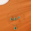 Conjunto de tres piezas de joyería de circonita y esmeralda para mujer, estilo europeo y americano, para otoño e invierno.