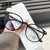 TR1308 Retro Marco Grande Estilo Coreano Cara Lisa Adelgazante Moda para Mujer Moderno Gafas Marrones Antiluz Azul