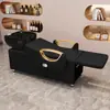 Cama de Lavado Semi-Reclinable Reposapiés Plegable Cama de Lavado Salón de Belleza Teñido de Cabello Cama de Lavado Barbería Lavabo de Cerámica Cama de Lavado