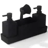 Dispensador de Jabón para Cocina con Soporte para Esponja y Cepillo para Lavar Platos para Lavado de Manos y Botella Dispensadora de Líquido para Lavar Platos con Bandeja de Almacenamiento