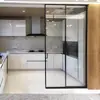 Puertas correderas de cocina y balcón hechas a medida en todo el país, de aleación de titanio-magnesio-aluminio, con marcos ultraestrechos, puertas de cristal de onda larga de tres hojas