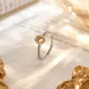 Anel Ajustável Prata Esterlina S925 Luxo Leve Retro Moda Bicolor Dourado Base para Anel DIY Joias Ovais Base para Anel