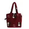 Otoño e Invierno Nuevo Estilo Coreano Ins Felpa Gran Capacidad Bolso de Hombro Tote Bolso Simple para Ropa de Trabajo Estilo Perezoso para Mujer