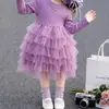 Vestidos de primavera y otoño para niñas, vestidos elegantes para bebés, vestidos de moda para niños, vestidos de malla de hadas únicos y a la moda, vestidos de tutú estilo princesa